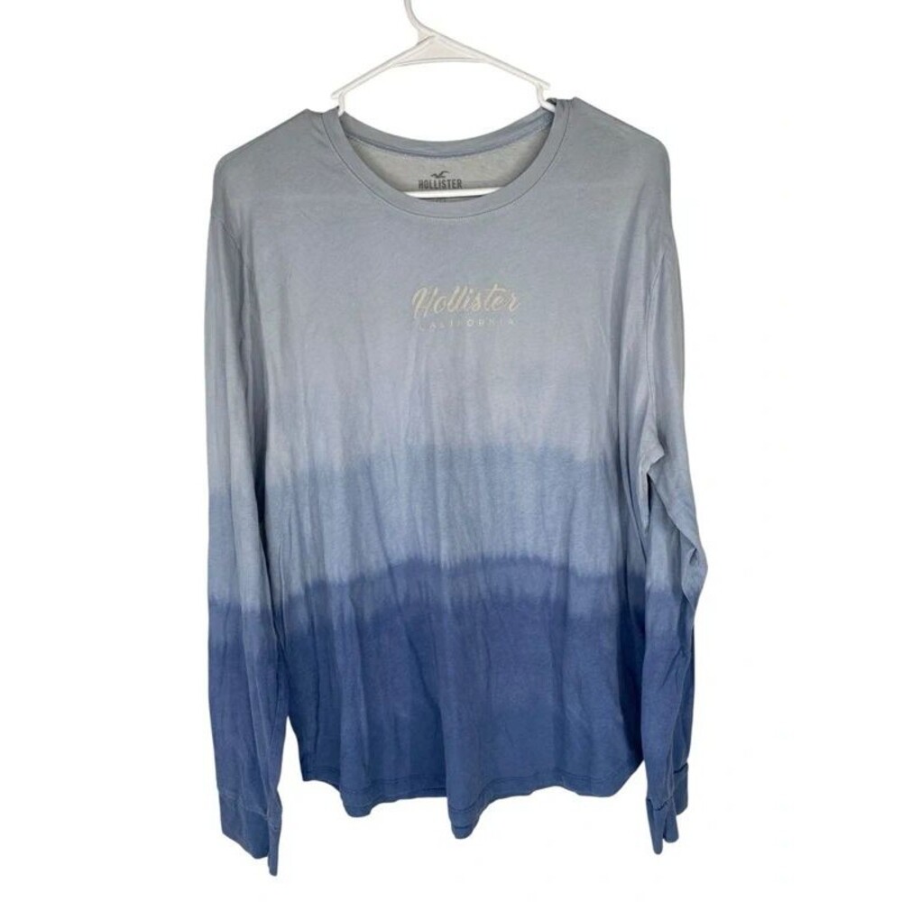 Women's Hollister Ombre Blue Long Sleeve Shirt Logo Size L